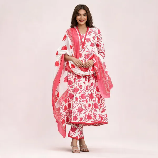 Red_Rayon_Slub_Straight_Floral_Printed_Ethnic_Suit_Set_For_Women