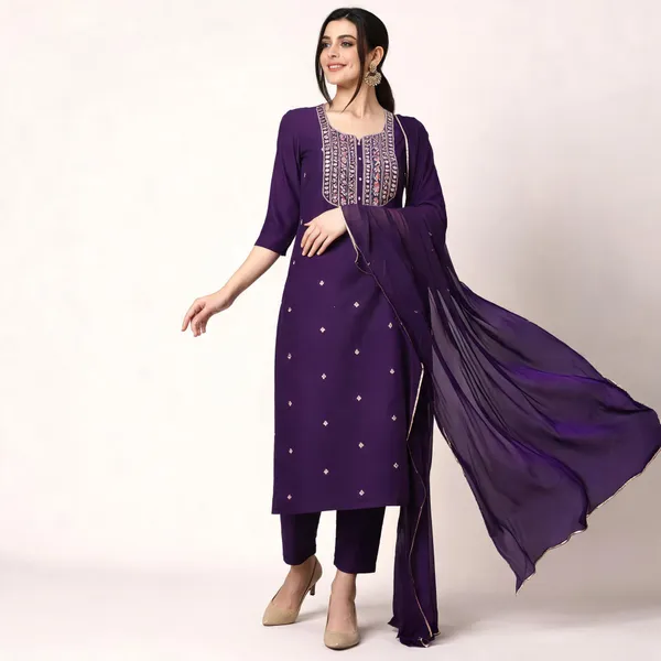 Purple_Rayon_Slub_Straight_Embroidered_Kurta_Set_For_Women