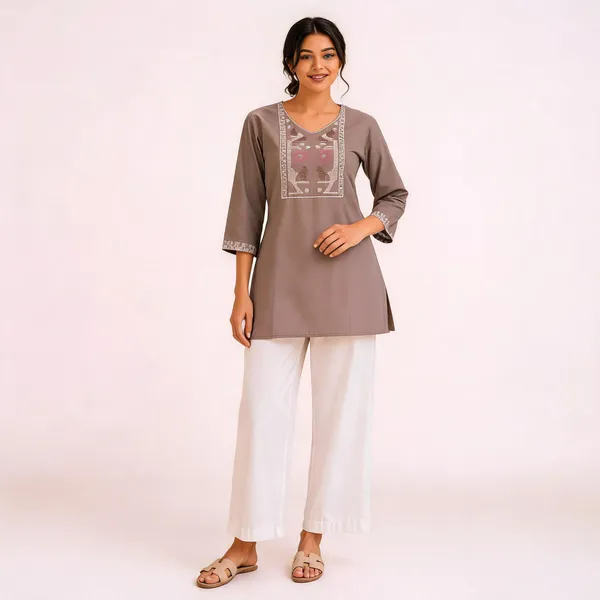 Grey_Flex_Cotton_Embroidered_Kurti_With_Pant_For_Women
