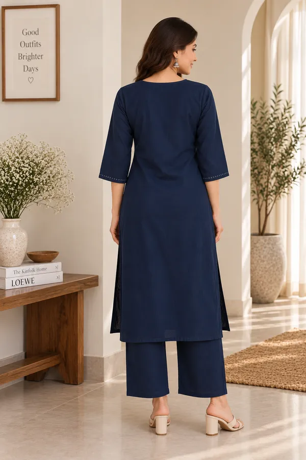 Blue_Cotton_Embroidered_Kurti_With_Pant_Set_For_Women