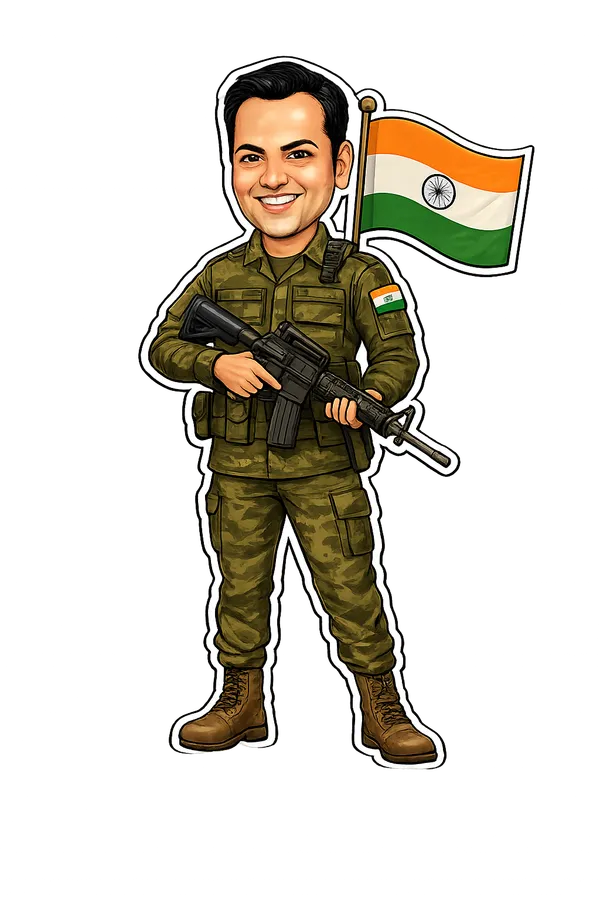 Acrylic_Indian_Soldier_With_Flag_Caricature_Standee