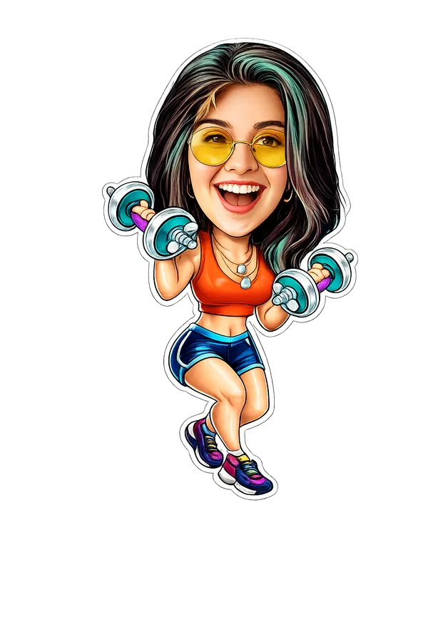 Acrylic_Fitness_Woman_Dumbbell_Exercise_Caricature_Standee