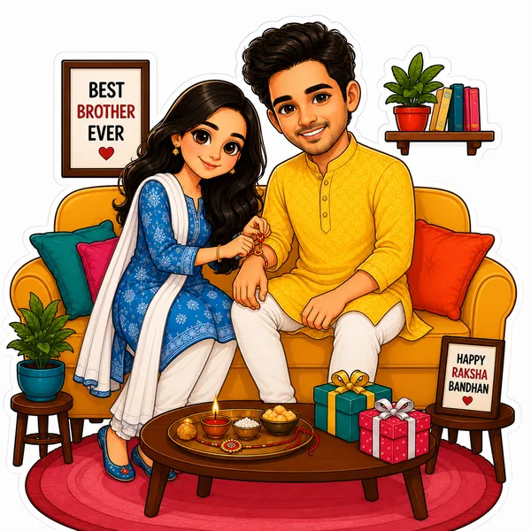 Acrylic_Raksha_Bandhan_Brother_Sister_Celebratory_Caricature_Standee