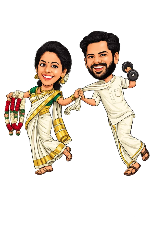 Acrylic_Traditional_Wedding_Couple_Caricature_Tabletop_Standee