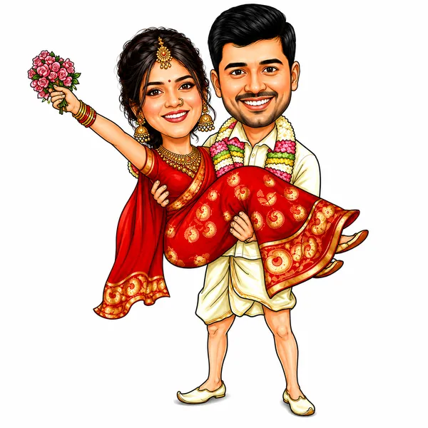 Acrylic_Indian_Wedding_Couple_Traditional_Caricature_Standee