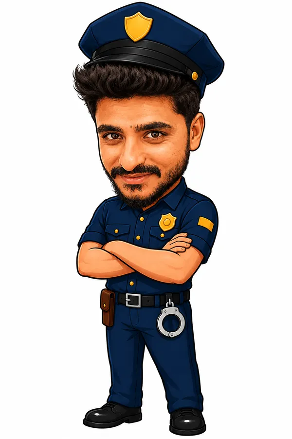 Acrylic_Police_Officer_Caricature_Standee_With_Wooden_Easel