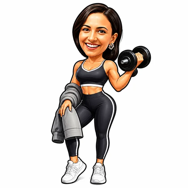 Acrylic_Fitness_Woman_Gym_Illustrated_Caricature_Cutout