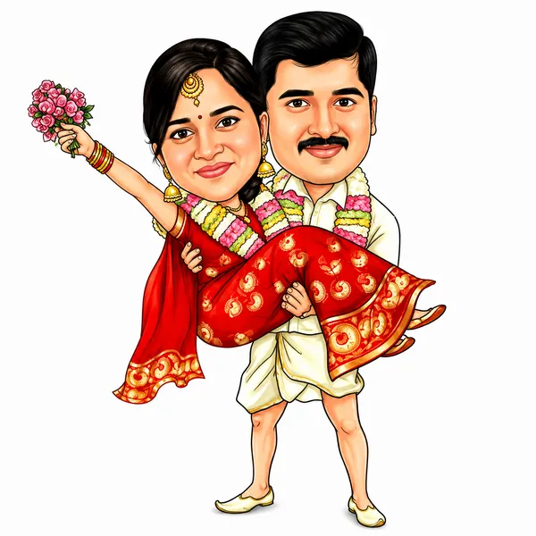 Acrylic_Indian_Wedding_Couple_Traditional_Caricature_Standee