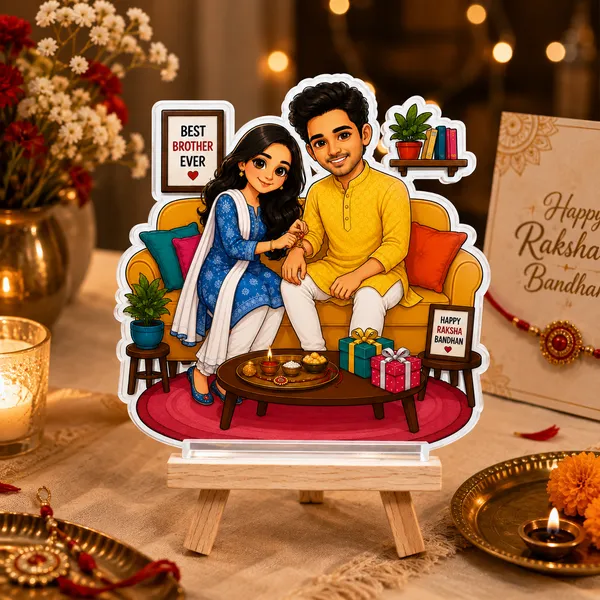 Acrylic_Raksha_Bandhan_Brother_Sister_Celebratory_Caricature_Standee