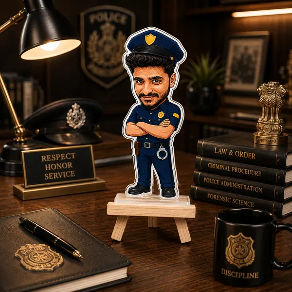 Acrylic_Police_Officer_Caricature_Standee_With_Wooden_Easel