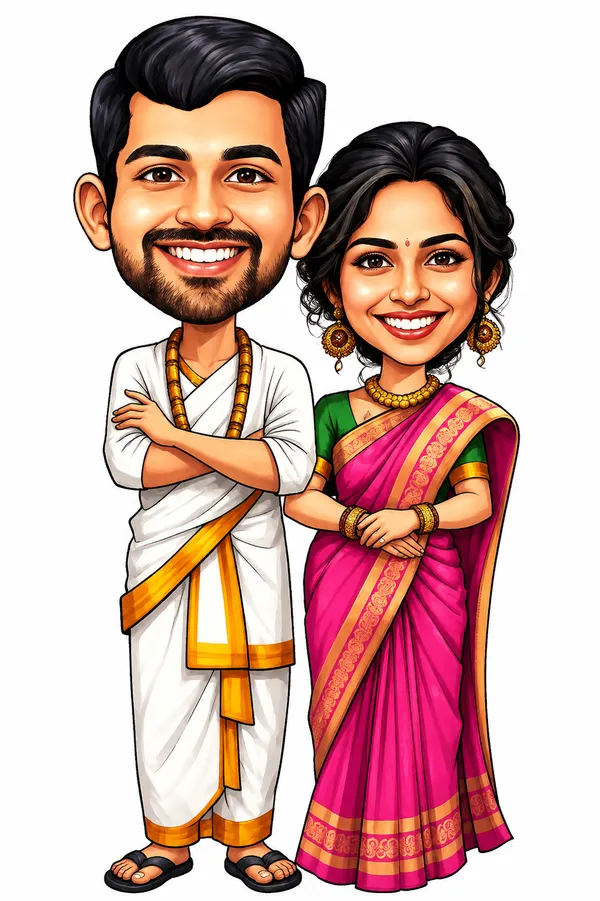 Acrylic_Red_Wedding_Couple_Illustrated_Caricature_Standee