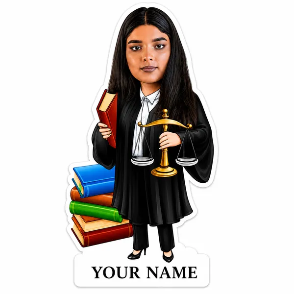 Acrylic_Personalised_Woman_Advocate_Caricature_Desk_Standee