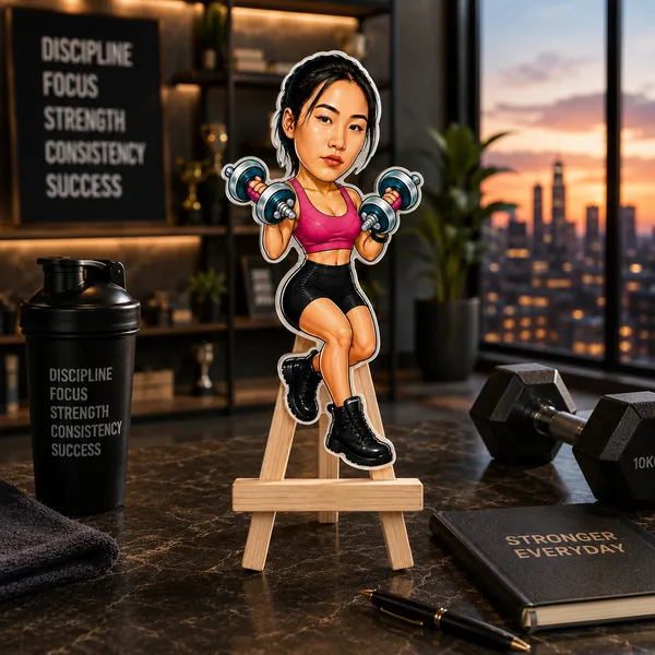 Acrylic_Fitness_Woman_Dumbbell_Exercise_Caricature_Standee
