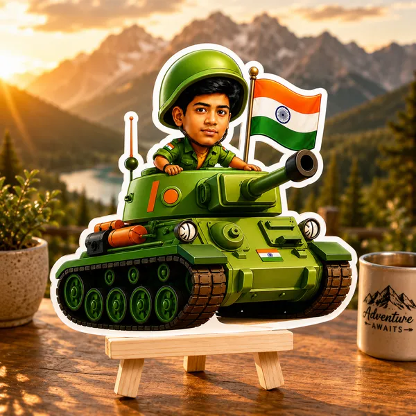 Acrylic_Indian_Flag_Tank_Soldier_Caricature_Standee