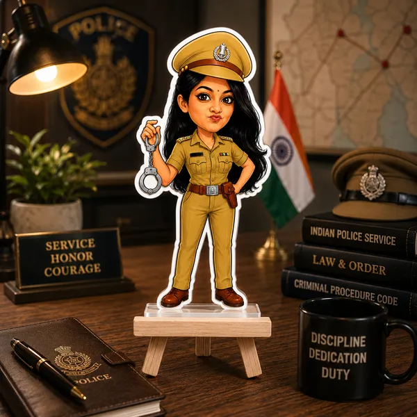 Acrylic_Female_Police_Officer_Illustrated_Desk_Caricature_Standee