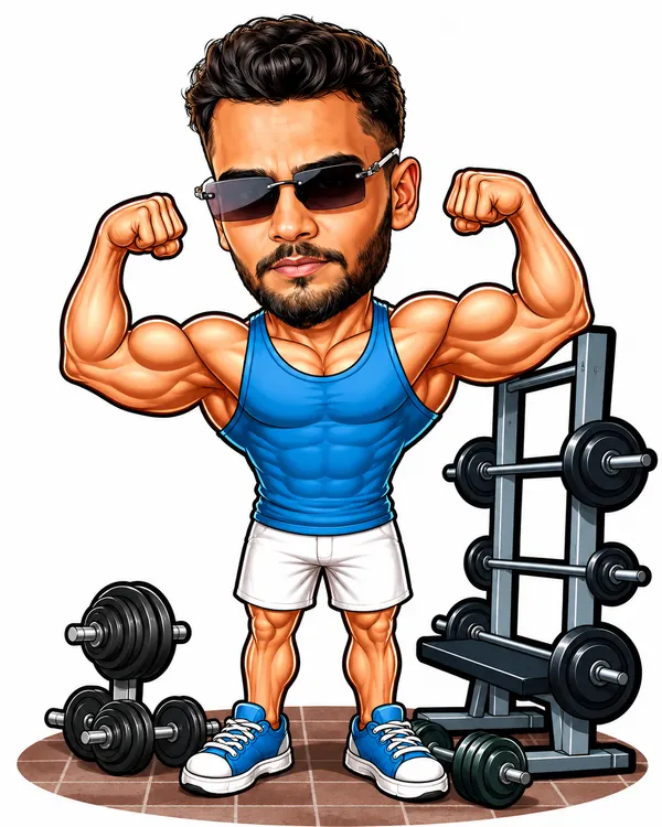 Acrylic_Gym_Athlete_Flexing_Caricature_Tabletop_Standee