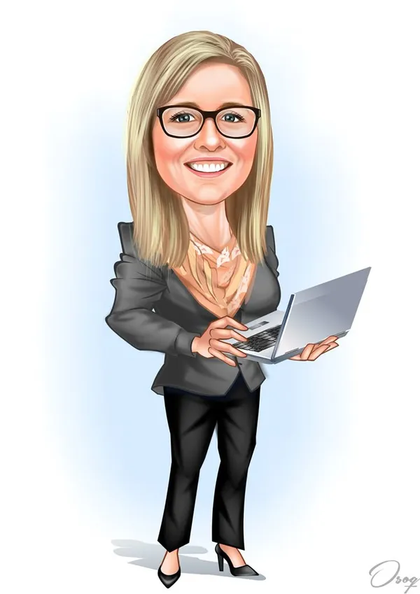 Acrylic_Professional_Woman_Laptop_Caricature_Desk_Standee