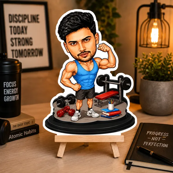 Acrylic_Muscular_Fitness_Man_Gym_Scene_Caricature_Figurine