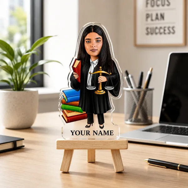 Acrylic_Personalised_Woman_Advocate_Caricature_Desk_Standee