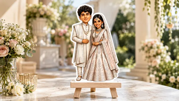 Acrylic_Wedding_Couple_Traditional_Illustrated_Caricature_Standee
