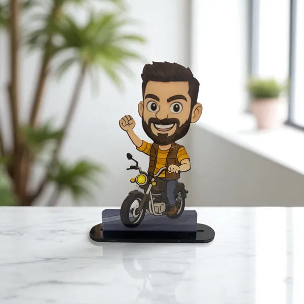 Acrylic_Bearded_Biker_Cartoon_Caricature_Desk_Figurine