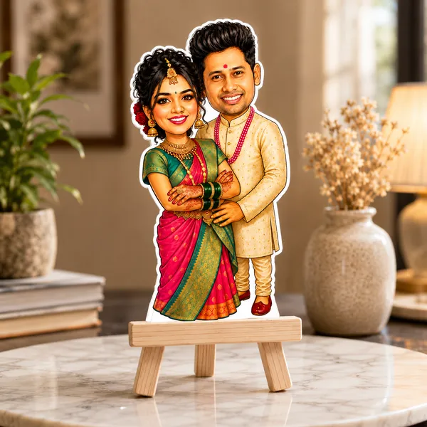 Acrylic_Traditional_Indian_Wedding_Couple_Caricature_Standee