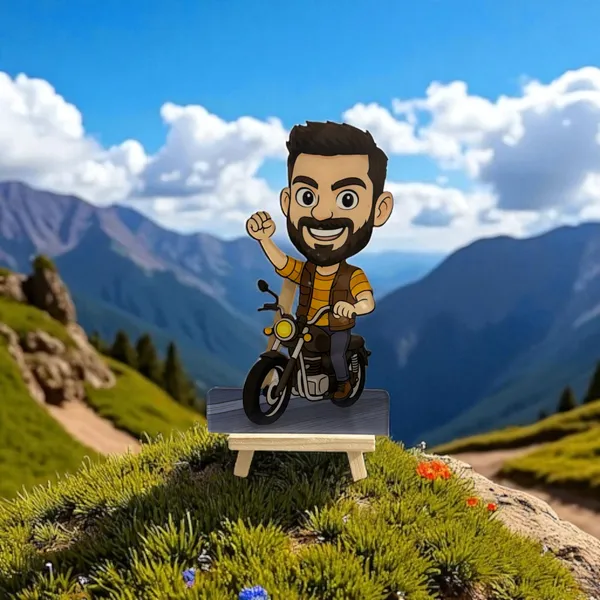 Acrylic_Bearded_Biker_Cartoon_Caricature_Desk_Figurine