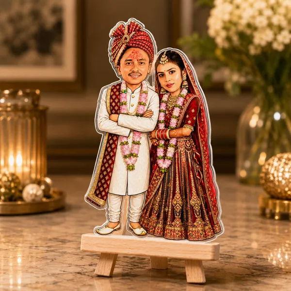 Acrylic_Red_Wedding_Couple_Illustrated_Caricature_Standee