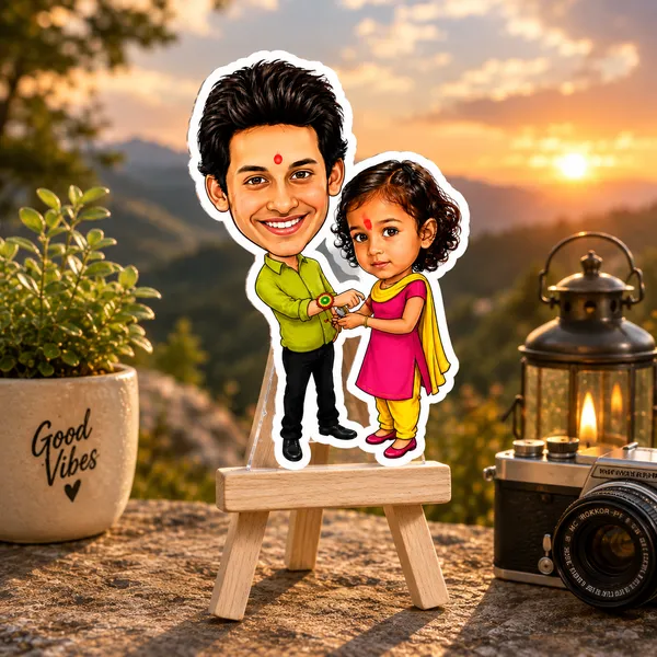 Acrylic_Brother_Sister_Traditional_Indian_Caricature_Tabletop_Standee