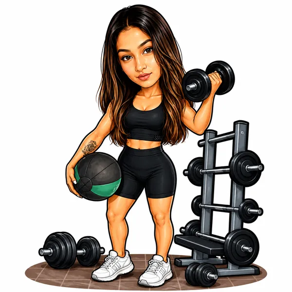 Acrylic_Fitness_Woman_Gym_Illustrated_Caricature_Cutout
