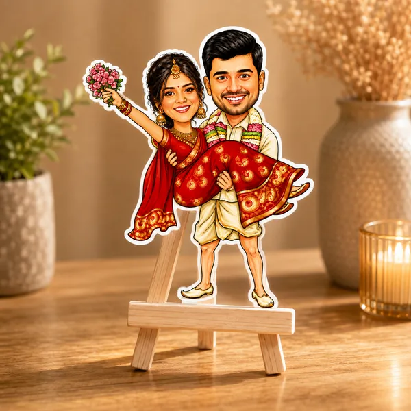 Acrylic_Indian_Wedding_Couple_Traditional_Caricature_Standee