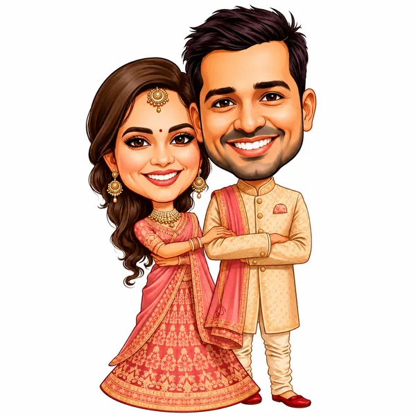 Acrylic_Traditional_Indian_Wedding_Couple_Caricature_Standee