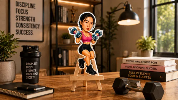 Acrylic_Fitness_Woman_Dumbbell_Exercise_Caricature_Standee