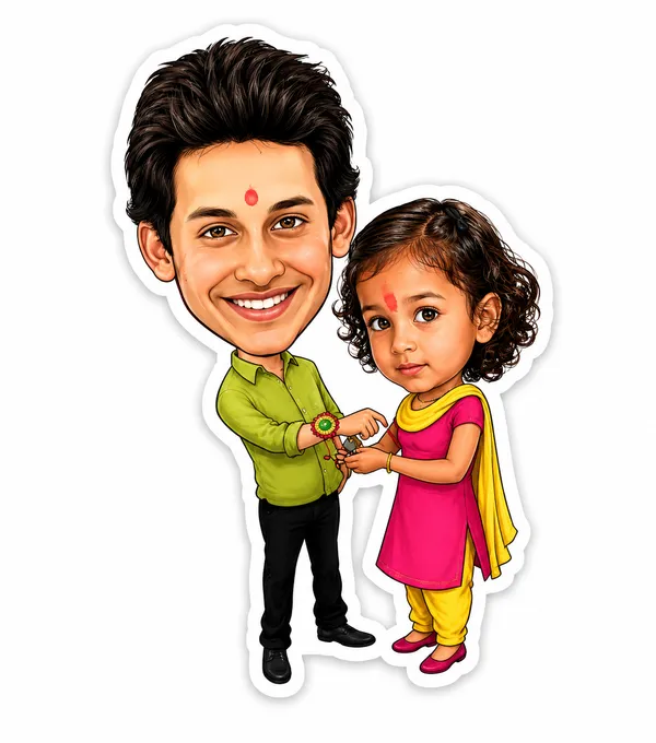Acrylic_Brother_Sister_Traditional_Indian_Caricature_Tabletop_Standee