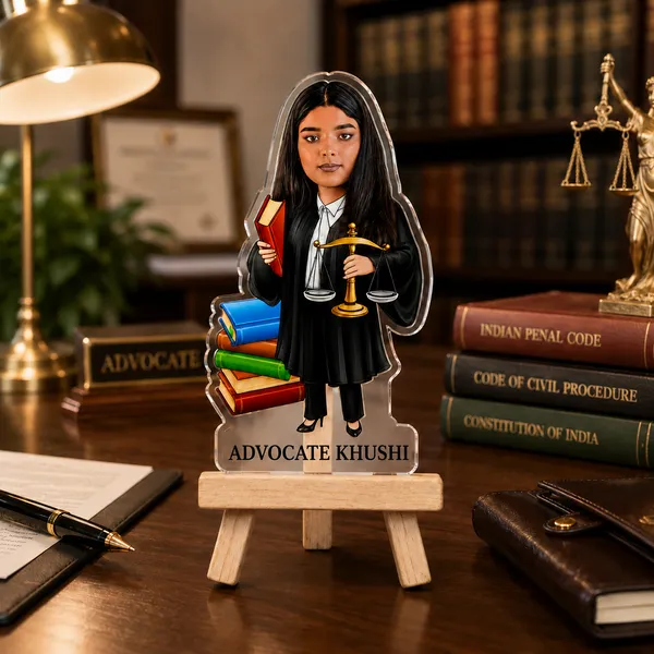 Acrylic_Personalised_Woman_Advocate_Caricature_Desk_Standee