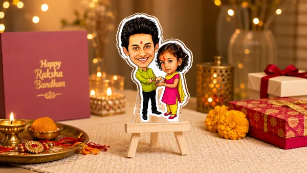Acrylic_Brother_Sister_Traditional_Indian_Caricature_Tabletop_Standee