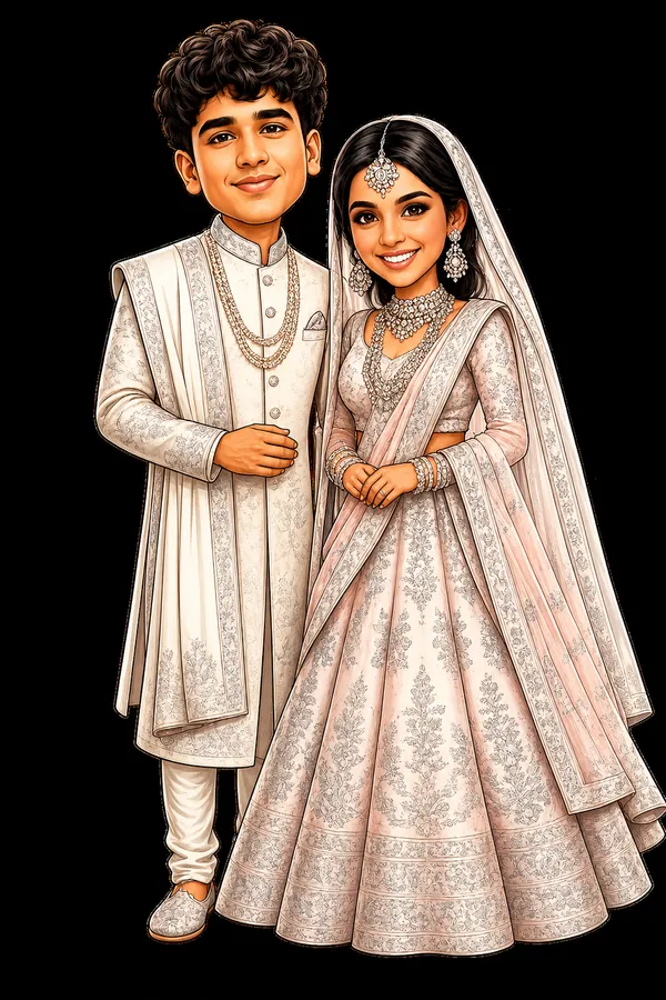 Acrylic_Wedding_Couple_Traditional_Illustrated_Caricature_Standee