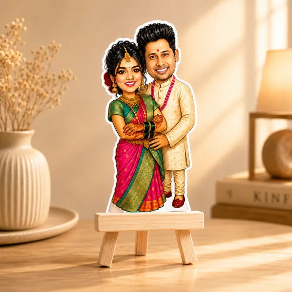 Acrylic_Traditional_Indian_Wedding_Couple_Caricature_Standee
