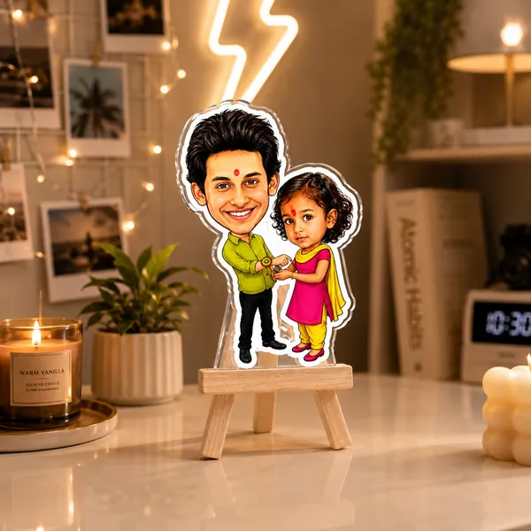 Acrylic_Brother_Sister_Traditional_Indian_Caricature_Tabletop_Standee