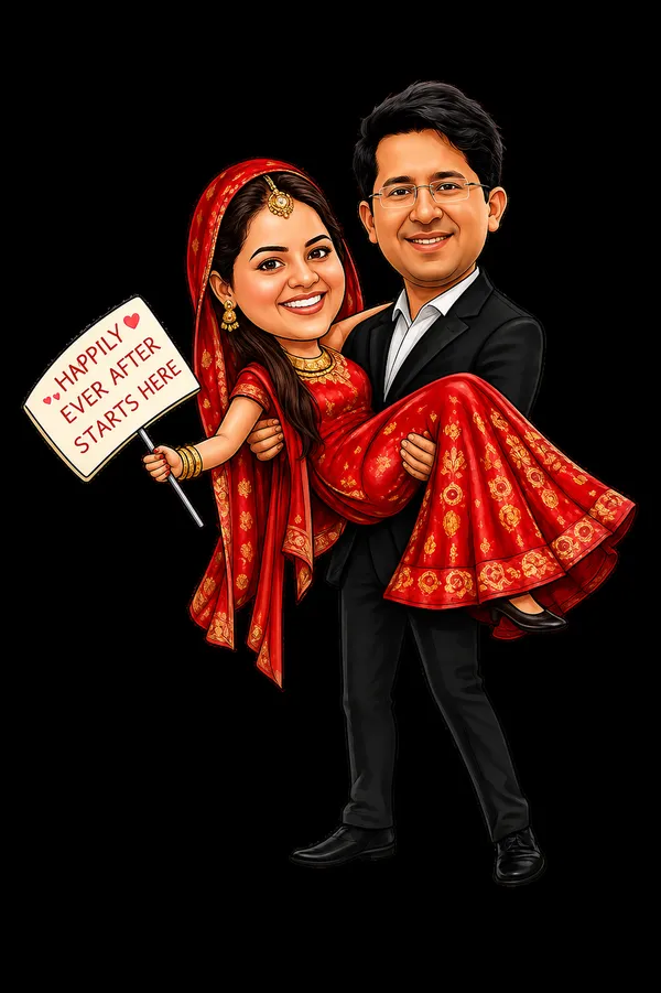 Acrylic_Wedding_Bride_Groom_Traditional_Caricature_Standee