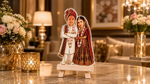Acrylic_Red_Wedding_Couple_Illustrated_Caricature_Standee
