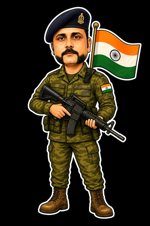 Acrylic_Indian_Soldier_With_Flag_Caricature_Standee