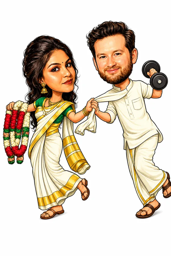 Acrylic_Traditional_Wedding_Couple_Caricature_Tabletop_Standee