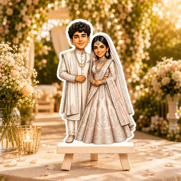 Acrylic_Wedding_Couple_Traditional_Illustrated_Caricature_Standee