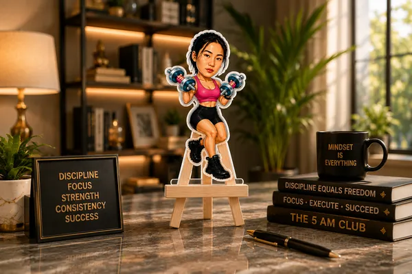 Acrylic_Fitness_Woman_Dumbbell_Exercise_Caricature_Standee