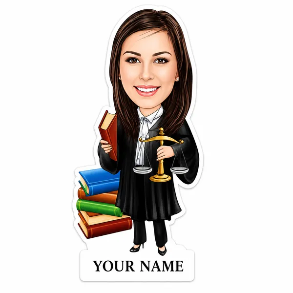 Acrylic_Personalised_Woman_Advocate_Caricature_Desk_Standee