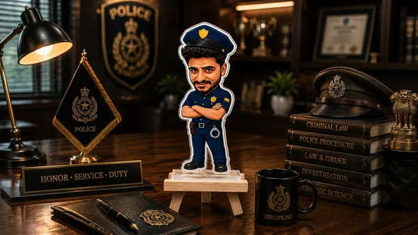 Acrylic_Police_Officer_Caricature_Standee_With_Wooden_Easel
