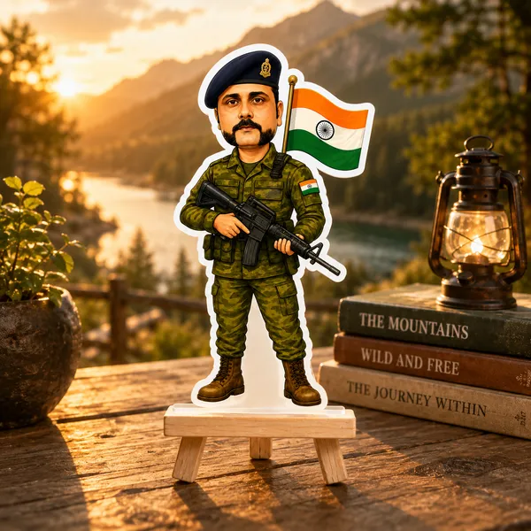 Acrylic_Indian_Soldier_With_Flag_Caricature_Standee