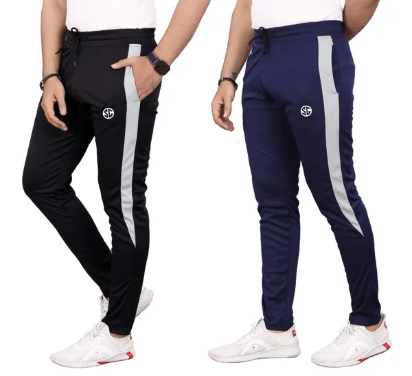 JackMail_Pack_of_2_Men_Solid_Black,_Dark_Blue_Track_Pants