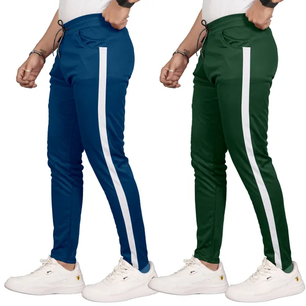 JackMail_Pack_of_2_Men_Solid,_Striped_Airforce,_Green_Track_Pants
